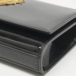 Pre Owned Saint Laurent Black Patent Leather Monogram Kate Tassel Clutch