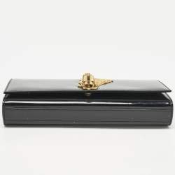 Pre Owned Saint Laurent Black Patent Leather Monogram Kate Tassel Clutch