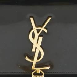 Pre Owned Saint Laurent Black Patent Leather Monogram Kate Tassel Clutch