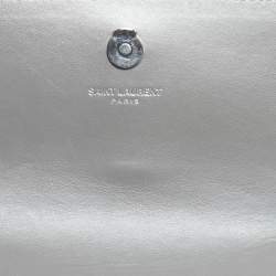 Pre Owned Saint Laurent Grey Croc Embossed Leather Mini Sunset Chain Bag