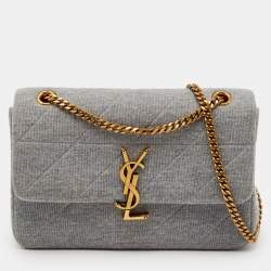 Pre Owned Saint Laurent Grey Jersey Fabric Medium Jamie Shoulder Bag