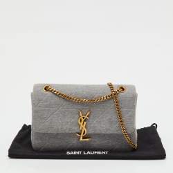 Pre Owned Saint Laurent Grey Jersey Fabric Medium Jamie Shoulder Bag