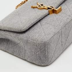 Pre Owned Saint Laurent Grey Jersey Fabric Medium Jamie Shoulder Bag