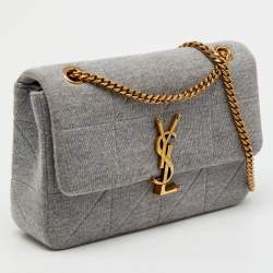 Pre Owned Saint Laurent Grey Jersey Fabric Medium Jamie Shoulder Bag