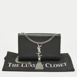 Pre Owned Saint Laurent Black Leather Medium Kate Tassel Shoulder Bag