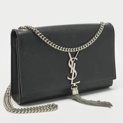 Pre Owned Saint Laurent Black Leather Medium Kate Tassel Shoulder Bag