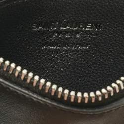 Pre Owned Saint Laurent Black Leather Flamingo 5 Fragments Zip Card Holder