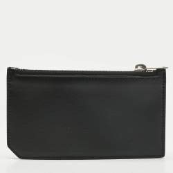 Pre Owned Saint Laurent Black Leather Flamingo 5 Fragments Zip Card Holder
