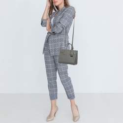 Pre Owned Saint Laurent Grey Croc Embossed Leather Nano Classic Sac De Jour Tote