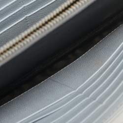 Pre Owned Saint Laurent Blue Matelassé Leather Cassandre Wallet on Chain