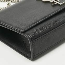 Pre Owned Saint Laurent Black Leather Medium Kate Shoulder Bag