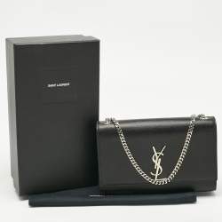 Pre Owned Saint Laurent Black Leather Medium Kate Shoulder Bag