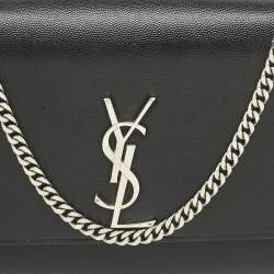 Pre Owned Saint Laurent Black Leather Medium Kate Shoulder Bag