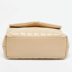 Pre Owned Saint Laurent Beige Matelassé Leather Small Loulou Shoulder Bag