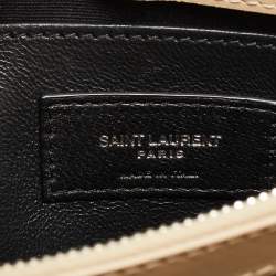 Pre Owned Saint Laurent Beige Matelassé Leather Small Loulou Shoulder Bag