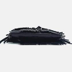 Pre Owned Saint Laurent Paris Black Leather Fringe Clutch