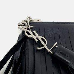 Pre Owned Saint Laurent Paris Black Leather Fringe Clutch