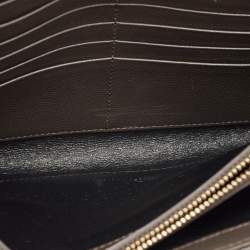 Pre Owned Saint Laurent Olive Green Matelassé Leather Cassandre Wallet on Chain