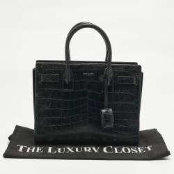 Pre Owned Saint Laurent Black Croc Embossed Leather Baby Classic Sac De Jour Tote