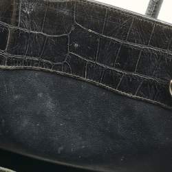 Pre Owned Saint Laurent Black Croc Embossed Leather Baby Classic Sac De Jour Tote