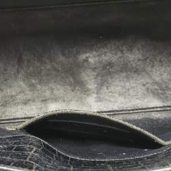 Pre Owned Saint Laurent Black Croc Embossed Leather Baby Classic Sac De Jour Tote