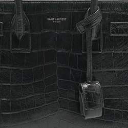 Pre Owned Saint Laurent Black Croc Embossed Leather Baby Classic Sac De Jour Tote