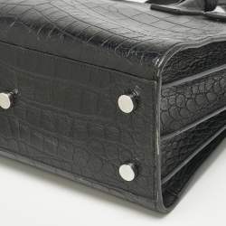 Pre Owned Saint Laurent Black Croc Embossed Leather Baby Classic Sac De Jour Tote