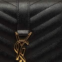Pre Owned Saint Laurent Black Mix Matelasse Leather Envelope Flap Pouch