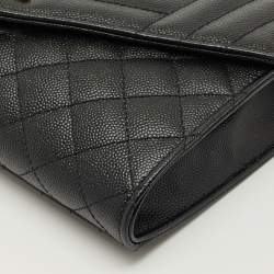 Pre Owned Saint Laurent Black Mix Matelasse Leather Envelope Flap Pouch