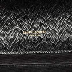 Pre Owned Saint Laurent Black Mix Matelasse Leather Envelope Flap Pouch