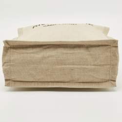 Pre Owned Saint Laurent Beige Canvas and Leather North South Rive Gauche Tote