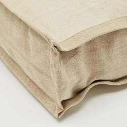 Pre Owned Saint Laurent Beige Canvas and Leather North South Rive Gauche Tote