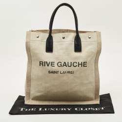 Pre Owned Saint Laurent Beige Canvas and Leather North South Rive Gauche Tote