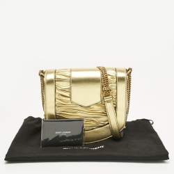 Pre Owned Saint Laurent Gold Leather Chrissie Shoulder Bag
