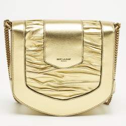 Pre Owned Saint Laurent Gold Leather Chrissie Shoulder Bag
