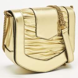 Pre Owned Saint Laurent Gold Leather Chrissie Shoulder Bag