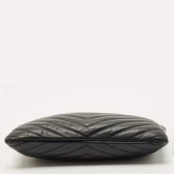 Pre Owned Saint Laurent Black Matelassé Leather New Jolie Wristlet Pouch