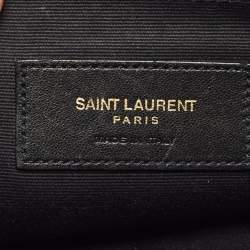 Pre Owned Saint Laurent Black Matelassé Leather New Jolie Wristlet Pouch