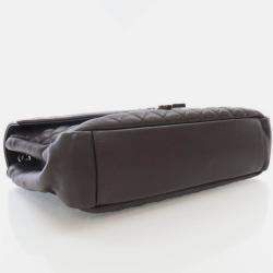 Pre Owned Saint Laurent Large Grey Calfskin Triquilt Envelope Shoulder Bag