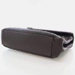 Pre Owned Saint Laurent Large Grey Calfskin Triquilt Envelope Shoulder Bag