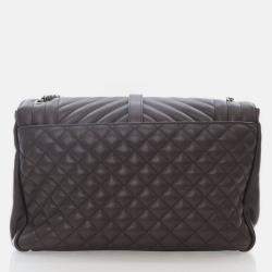 Pre Owned Saint Laurent Large Grey Calfskin Triquilt Envelope Shoulder Bag