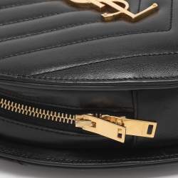 Pre Owned Saint Laurent Paris Black Matelasse Leather Heart Chain Bag