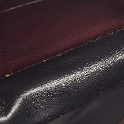 Pre Owned Saint Laurent Burgundy Matelassé Leather Monogram Envelope Wallet on Chain