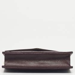 Pre Owned Saint Laurent Burgundy Matelassé Leather Monogram Envelope Wallet on Chain