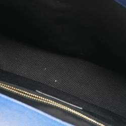 Pre Owned Saint Laurent Blue Chevron Leather Large Monogram Envelope Shoulder Bag