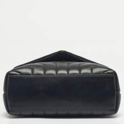 Pre Owned Saint Laurent Black Matelassé Leather Small Loulou Shoulder Bag