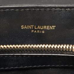 Pre Owned Saint Laurent Black Matelassé Leather Small Loulou Shoulder Bag