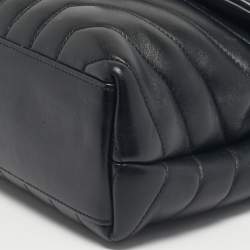Pre Owned Saint Laurent Black Matelassé Leather Small Loulou Shoulder Bag