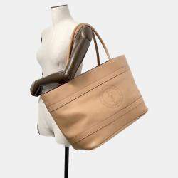 Pre Owned Saint Laurent Paris Cabas Rive Gauche Beige Leather