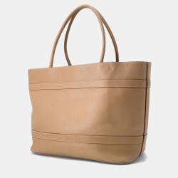 Pre Owned Saint Laurent Paris Cabas Rive Gauche Beige Leather